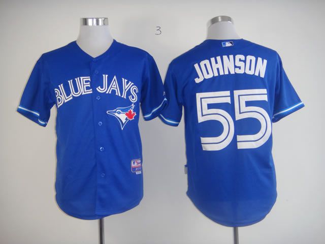 Men Toronto Blue Jays 55 Johnson Blue MLB Jerseys